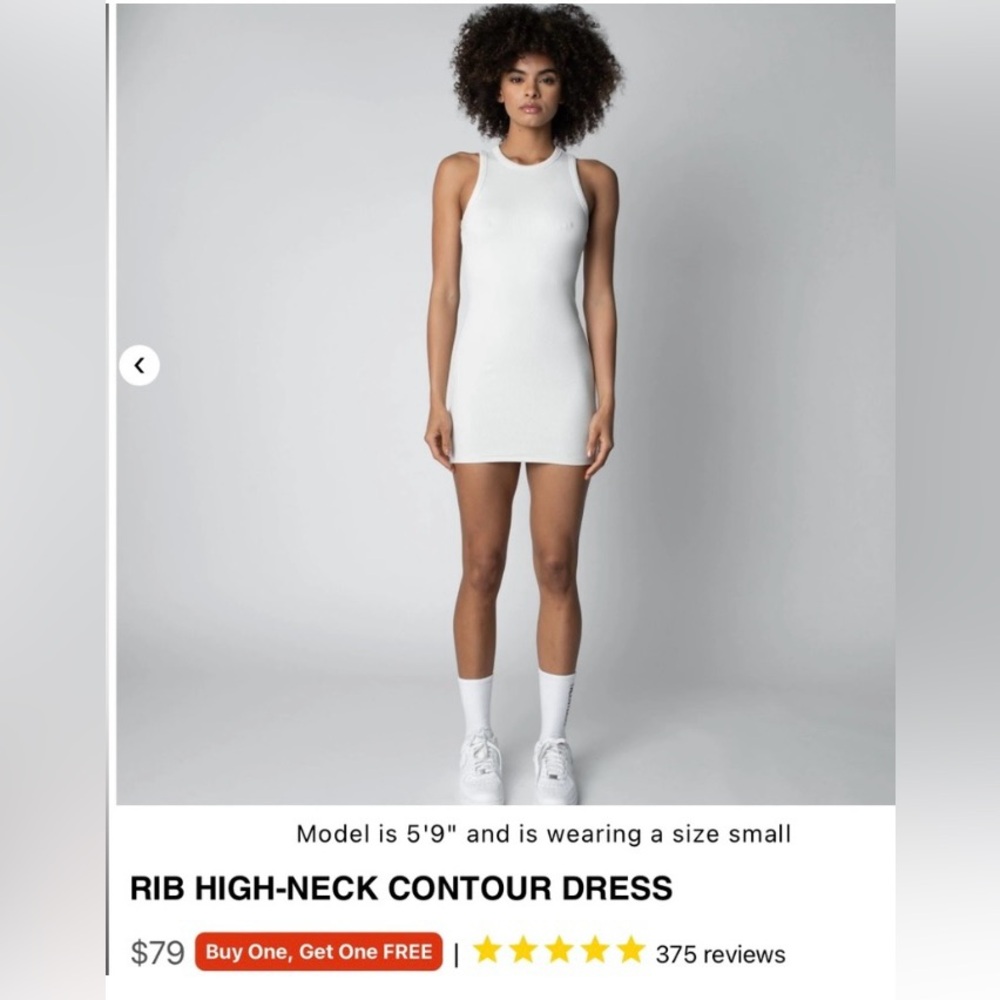 TALENTLESS Rib High-Neck Contour Dress, Bone, Size Large - Picture 7 of 7
